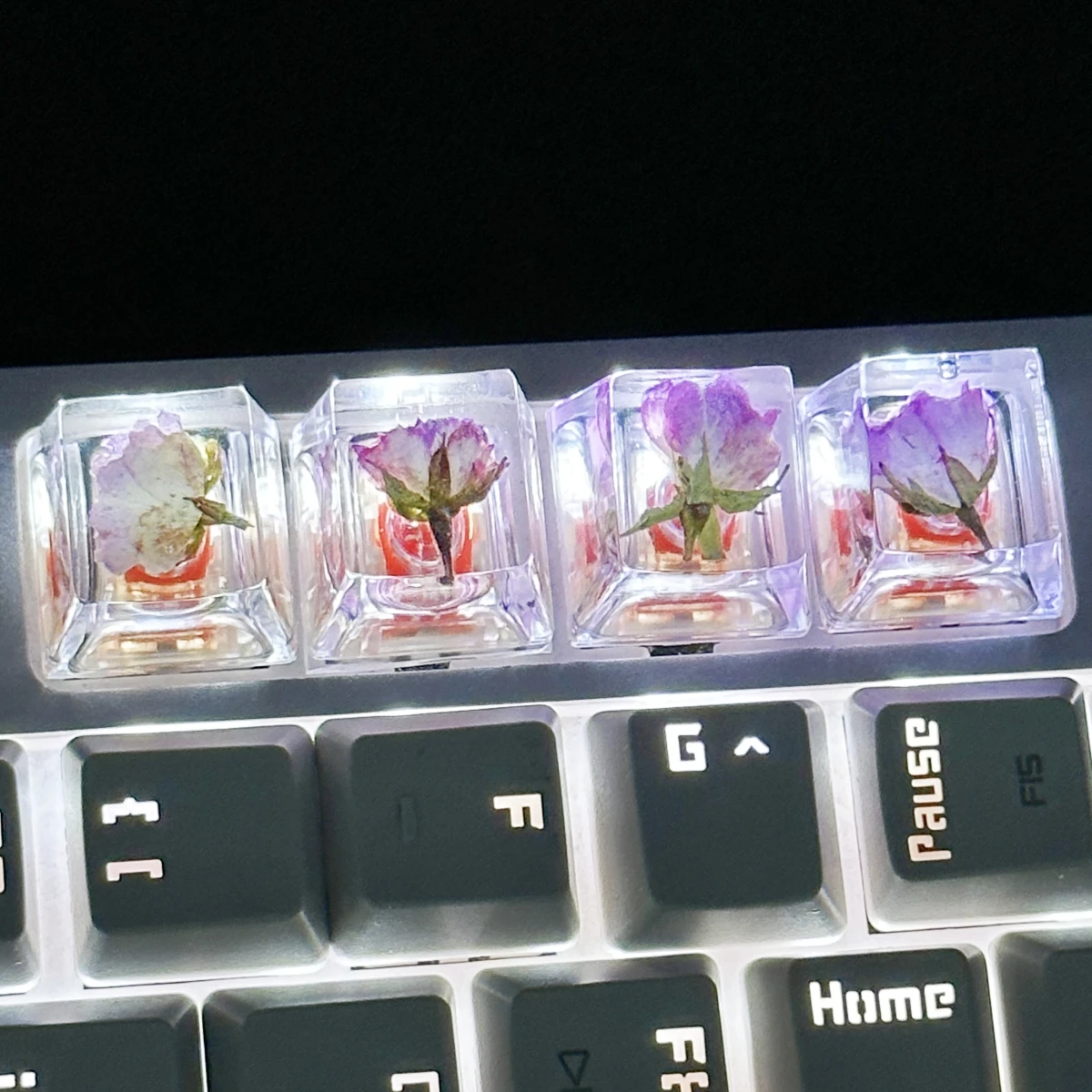 4 шт. прозрачные колпачки для клавиатуры с цветами