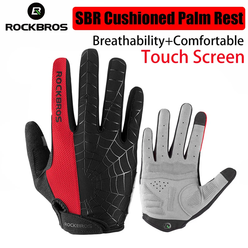 Велосипедные перчатки ROCKBROS с пальцами воздухопроницаемые для сенсорных экранов