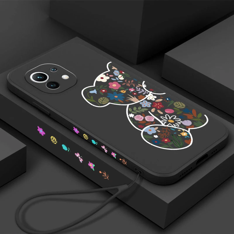 

Poco X4 X3 NFC Bear Flower Case For Xiaomi Mi 11 Lite Case Mi 11T 10T 12 Pro Redmi Note 11S 10 10S 9 9s Pro max 10C Soft Cover
