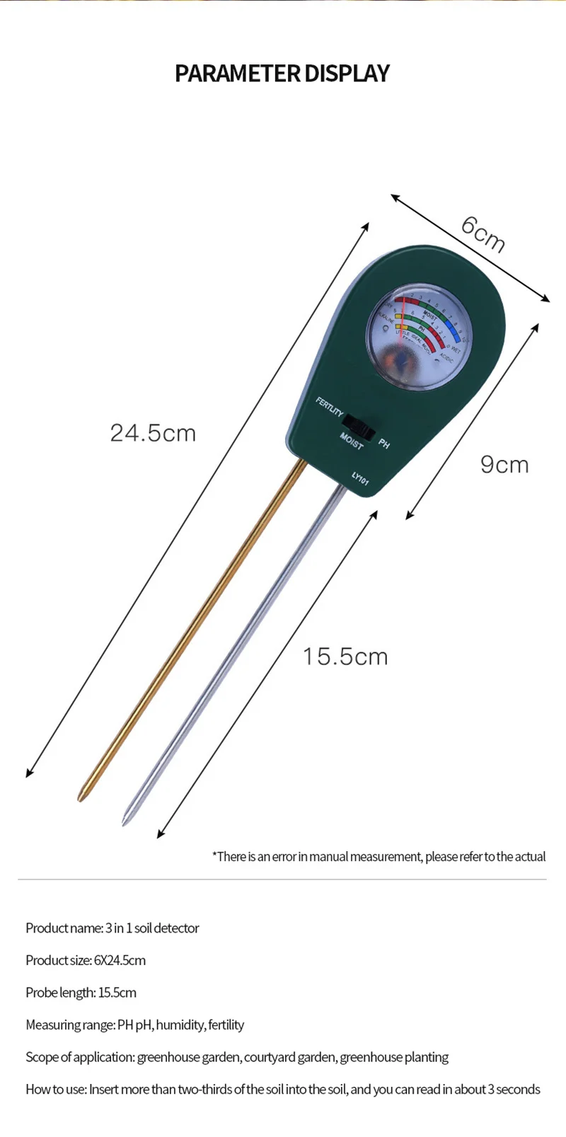 3 в 1 измеритель влажности почвы гигрометр солнечный свет датчик - купить по