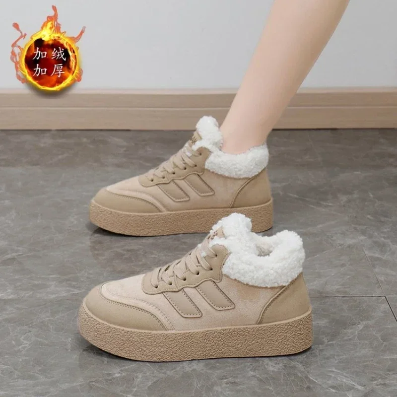 2024 новые утепленные пуховые кроссовки на платформе женская повседневная теплая