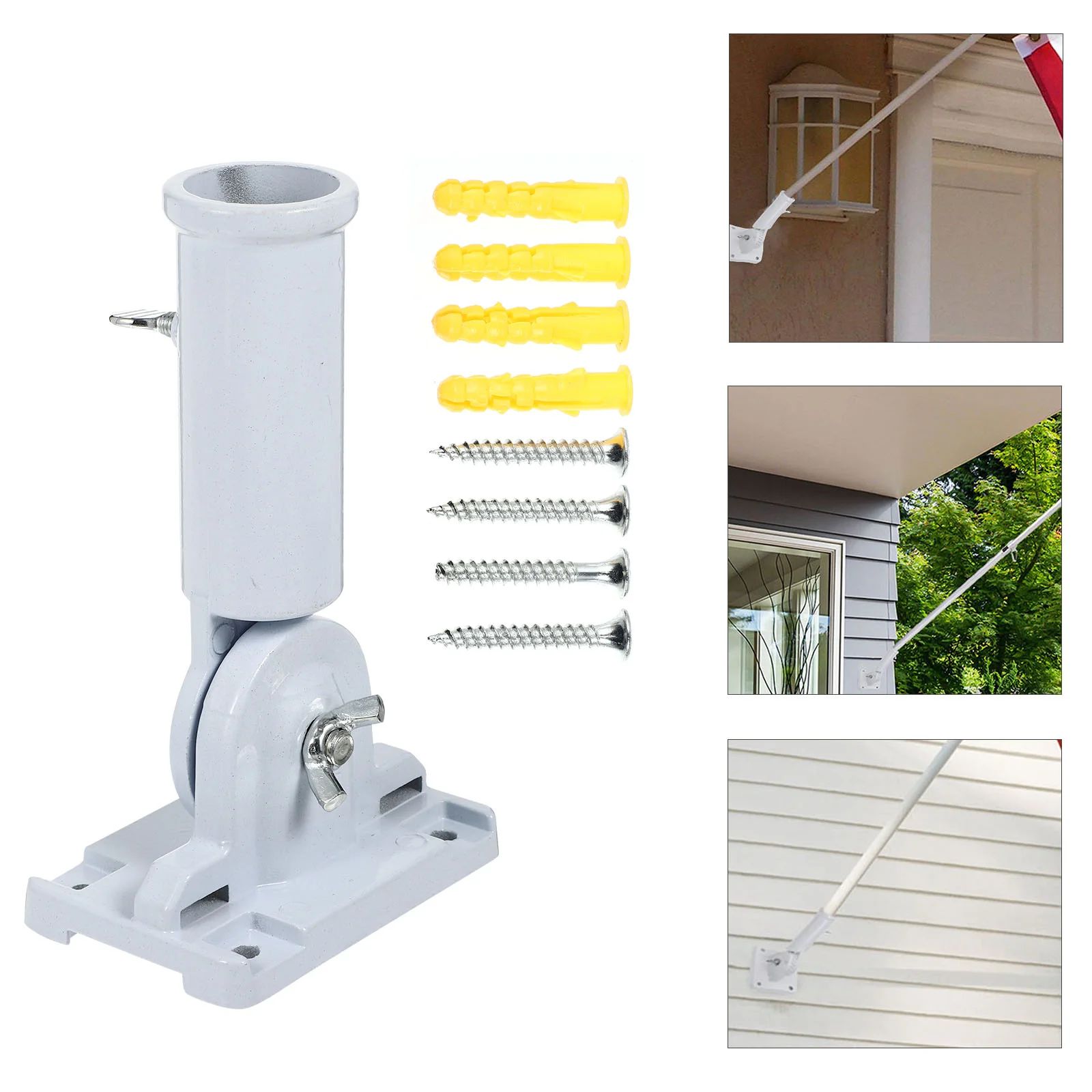 

2 Pcs House Flag Pole Bracket Mounting Two Position Heavy Duty Flagpole Stand Metal Foil Cast Holder Aluminum