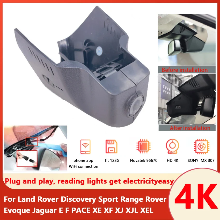 New! 4K Plug and play Car DVR Camera Dash Cam For Land Rover Discovery Sport Range Rover Evoque Jaguar E F PACE XE XF XJ XJL XEL