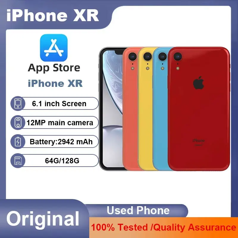 Фото Оригинальный разблокированный мобильный телефон Apple iPhone XR 4G Face ID 6,1 дюйма, 64/128/256 ГБ ПЗУ, 12 МП, IOS, NFC-камера, шестиядерные смартфоны №1