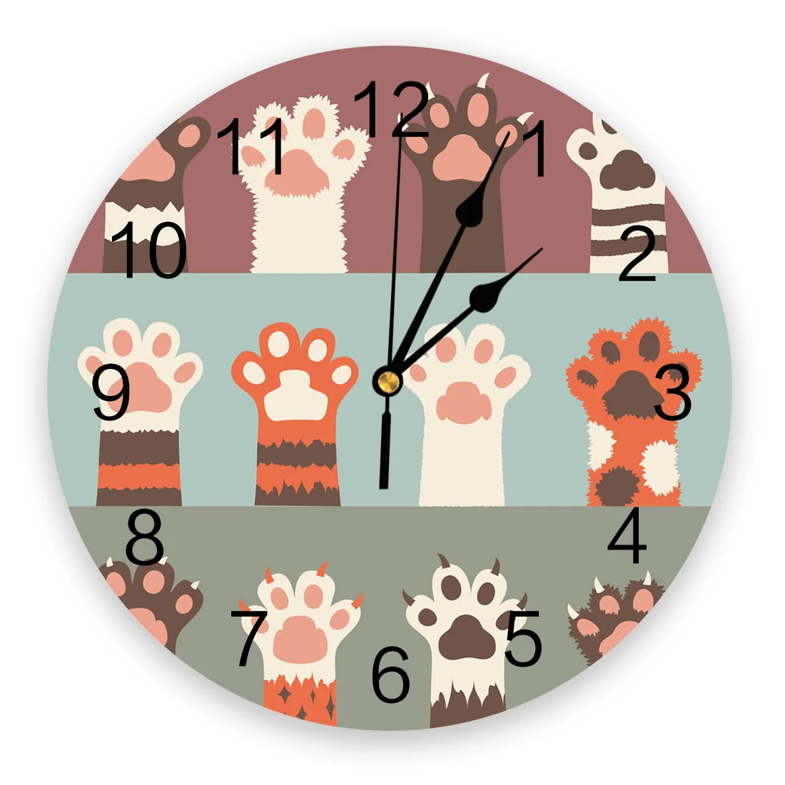 

Настенные часы с изображением кошачьей лапы и животных, современный дизайн, бесшумные украшения для спальни, гостиной, круглые подвесные ча...