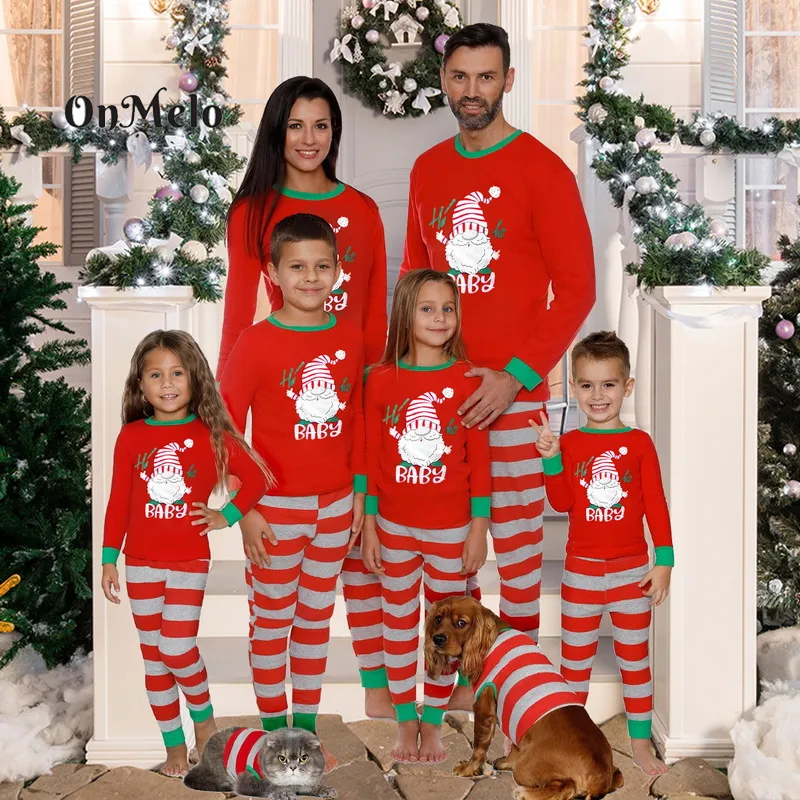 

Семейный пижамный комплект OnMelo с принтом Санта-Клауса, для отца, матери, ребенка, Рождественская семейная одежда, семейная одежда для сна