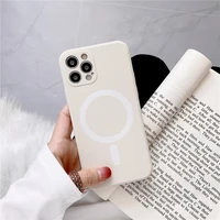 magnetic liquid silicone shell for iphone 11 12 13 pro max mini xs xr x se 8 7 for magesafe macsafe shockproof case back cover