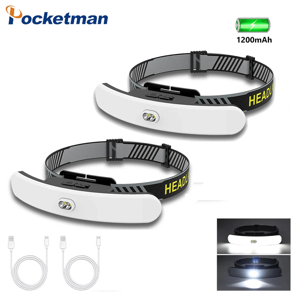 

Powerful LED+COB Headlight Brightest 6 Mode USB Charging Waterproof Headlamp Adjustable Angle Outdoor Camping Built-in battery