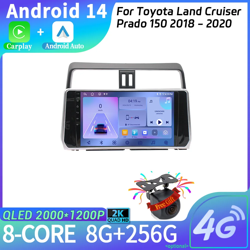 Android 14 для Toyota Land Cruiser Prado 150 2018-2020 автомобильное радио мультимедийная навигация