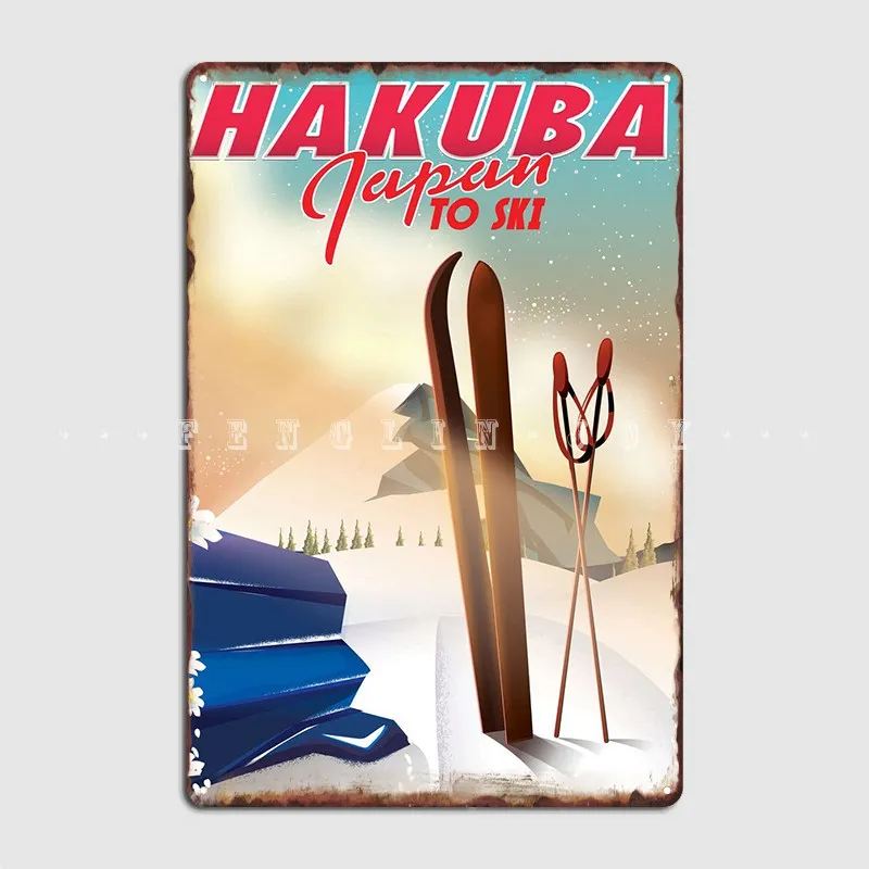 

Hakuba Japan Ski Poster Metal Plaque Poster Club Home Personalized Living Room Painting Décor Tin Sign Poster