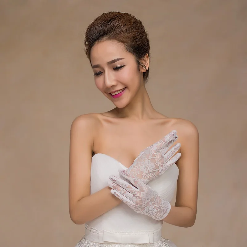 

Свадебные перчатки, свадебное платье, короткие кружевные винтажные Свадебные разноцветные атласные перчатки с пальцами для фотосессии в с...