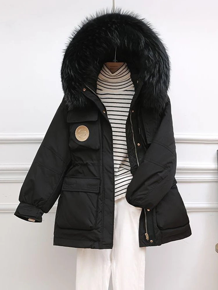 AZYT Big Fur Collar Hooded Parkas Women 2022 Winter Thicken Down Jackets Female Casual Windproof Warm Women Winter Jacket