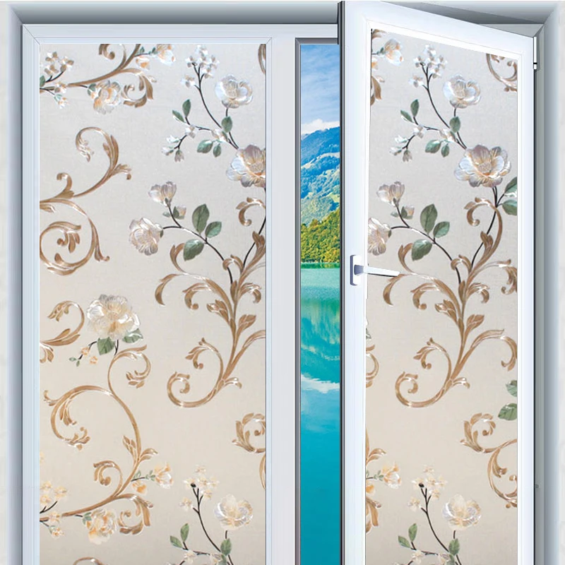 

LUCKYYJ Window Privacy Film Stained Glass Opaque Non-Adhesive Frosted Window Covering Film Stained Cling Removable Glass Sticker