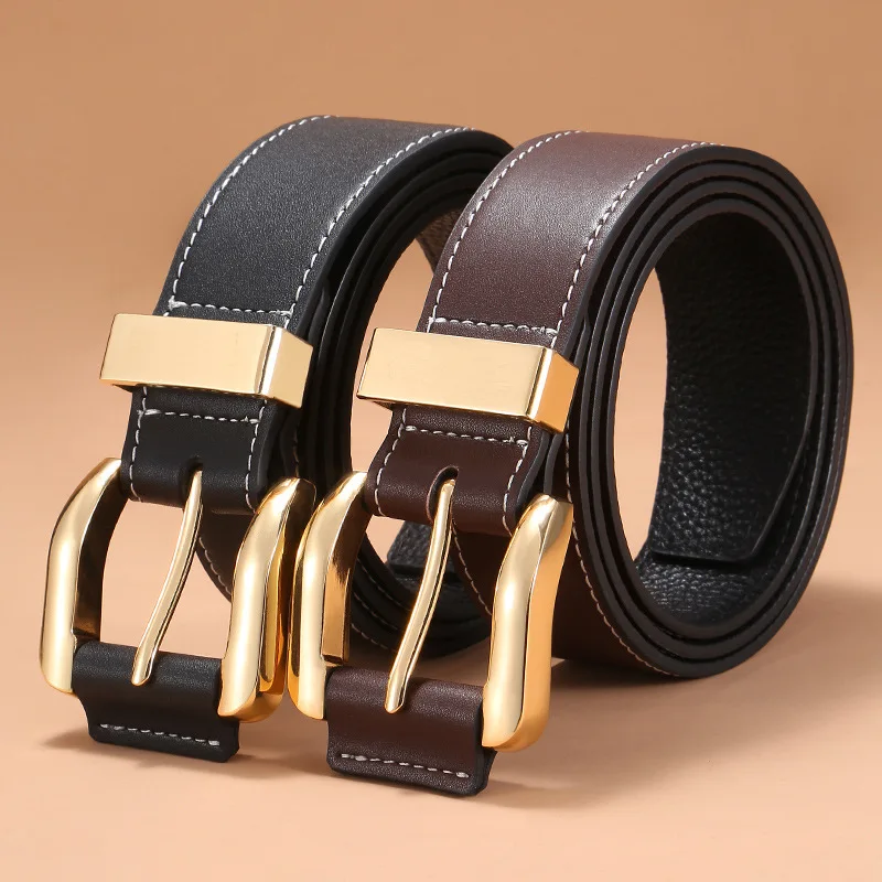 New Belt Men's Leather Simple Casual Buckle Belt Top Leather Youth Pants Luxury Belt Designers Men Cinturones