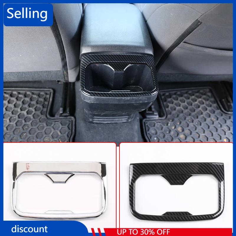 

Car Armrest box Rear Seat Cup Holder Panel Cover Trim Sticker ABS Carbon Fiber For Toyota Tacoma 2016-2020 Interior Accessories