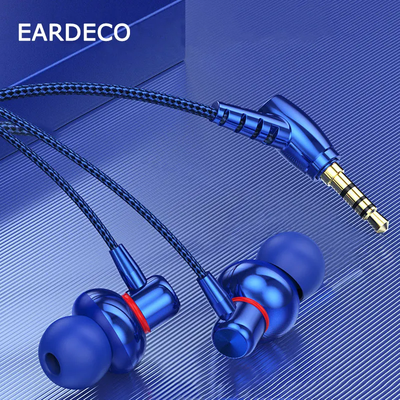 

EARDECO Metal Mobile Wired Headphones With Mic Earphone Bass Phone Headset Stereo Braided Wire Earphones Noise Reduction Hifi