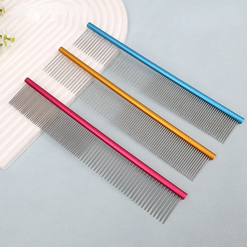 

Colored 25cm Stainless Steel Pet Dog Hair Comb Hair Removal Brush Cat Comb Cat Cleaning and Beauty Tool Flea Removal Accessories