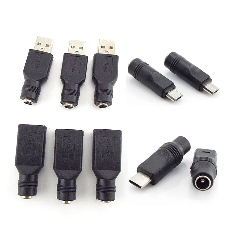 Гнездо постоянного тока 5 5*2 1 мм к USB 2 0 штекер mirco типа c гнездовой разъем В адаптер