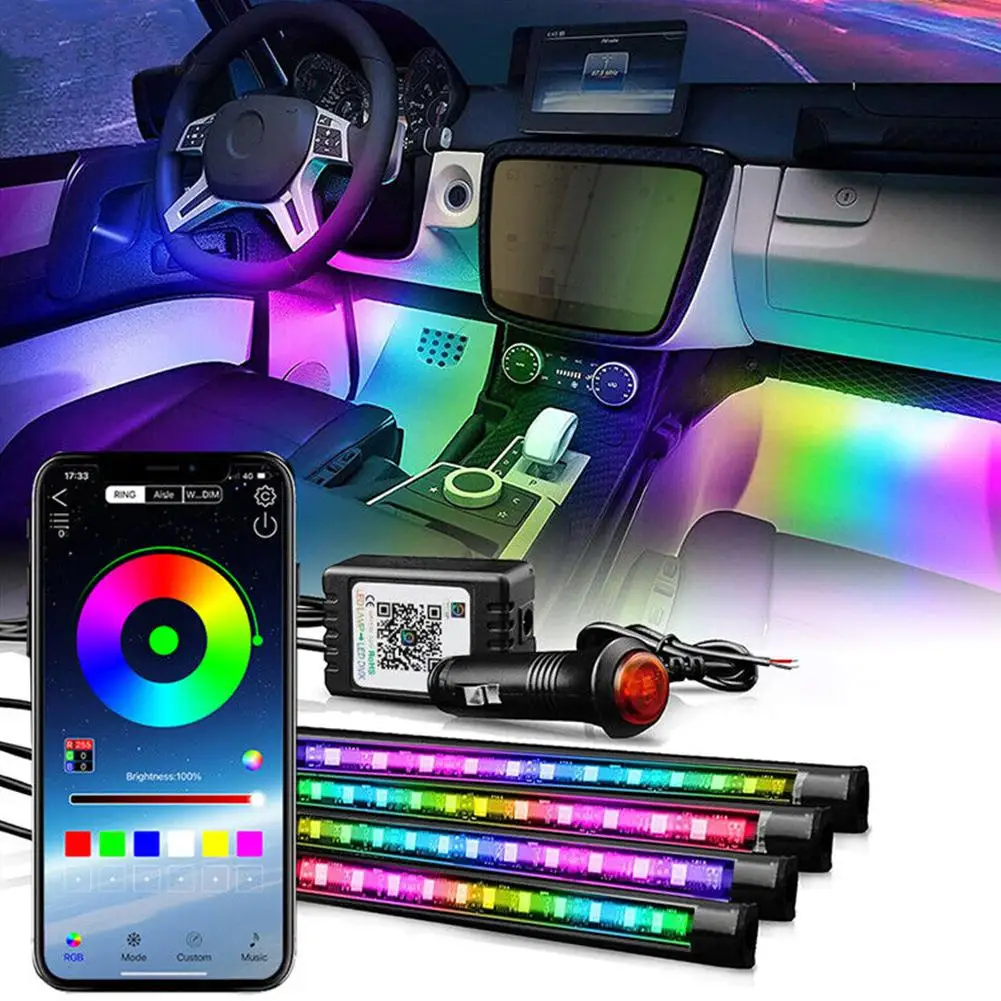 

Светодиодная лента для автомобиля, 72 дюйма, с беспроводным приложением