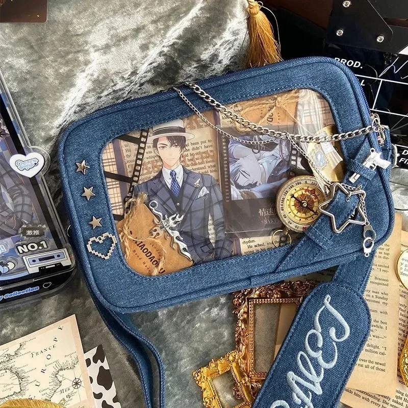   HAEX Y2K Women Bags Fashion Moto Style Aesthetic Ita Bags Subculture Individuality Transparent DIY shoulder Bolsas Femininas 