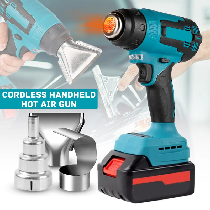 

Cordless Handheld Hot Air Gun Electric Heat Gun with 3 Nozzles Quick Heating Duty Hot Air Machine Industrial Home Hair Dryer
