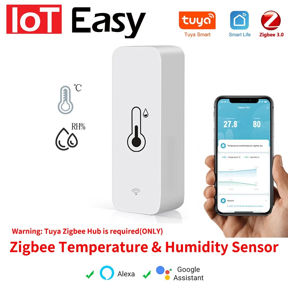 Умный гигрометр Tuya Zigbee контроллер температуры и влажности работает с динамиком -