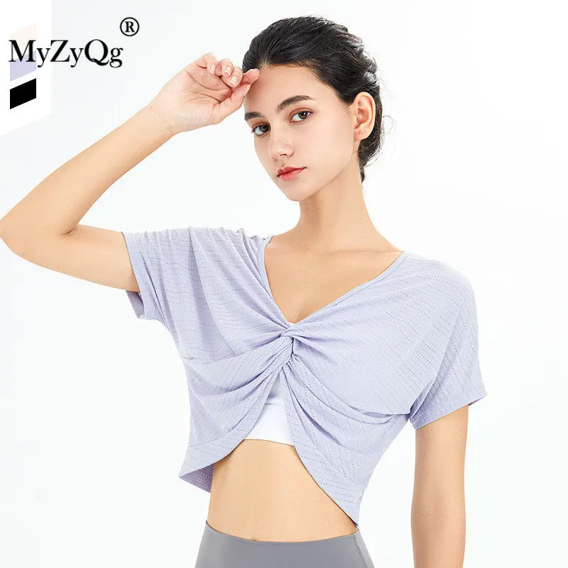 

Женские спортивные футболки для бега свободные блузки с коротким рукавом для йоги тренировочные Топы дышащая быстросохнущая одежда для тр...