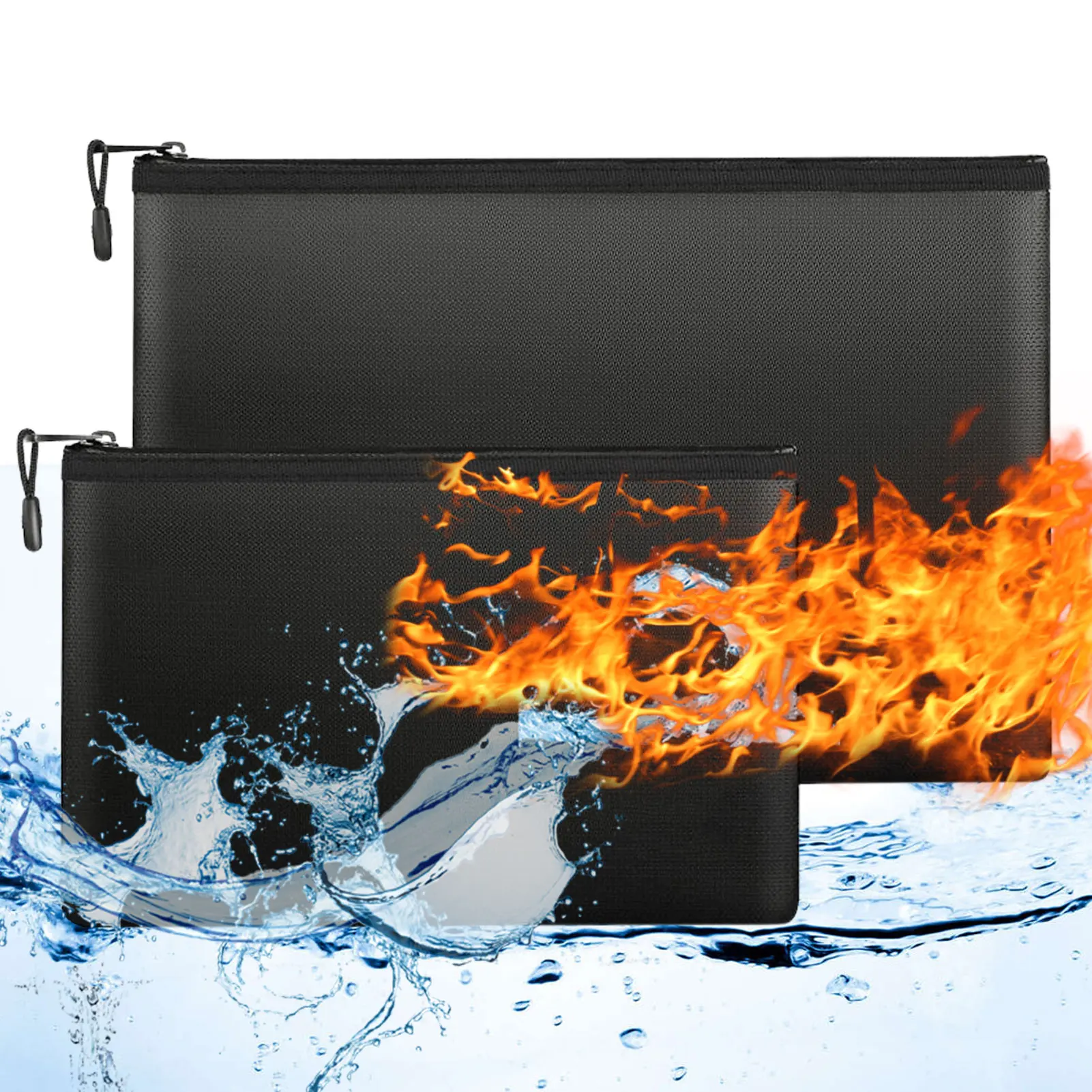 

Portable Fireproof & Waterproof Document Envelope File Folder Cash Pouch Fireproof Money Bag Safe Bag For Home Office 2pcs