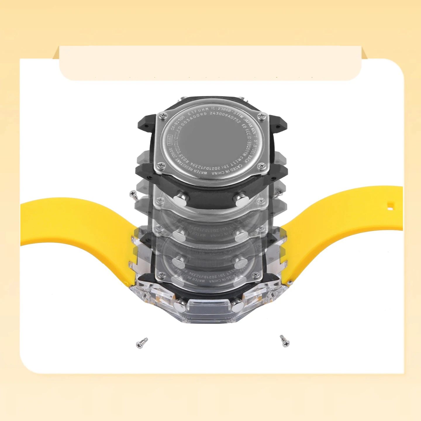 Фото Прозрачный корпус GA-2100 PC, комплект для модификации Casioak G-Shock GA2110 GAB2100, модифицированная рамка, спортивный силиконовый ремешок для часов. №3