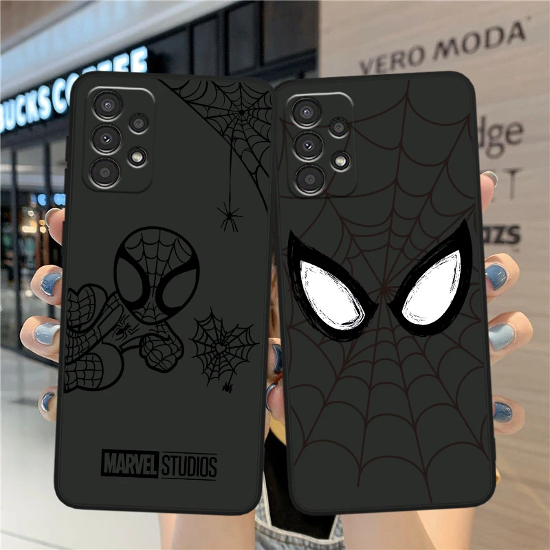 Черный чехол для телефона с изображением аниме Marvel Человек-паука Samsung A73 A72 A54 A53 A52S