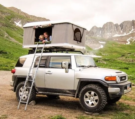 

2022 straight hydraulic pressure pop up camping 2 person automatic SUV truck rooftop tents hard cover car roof tent