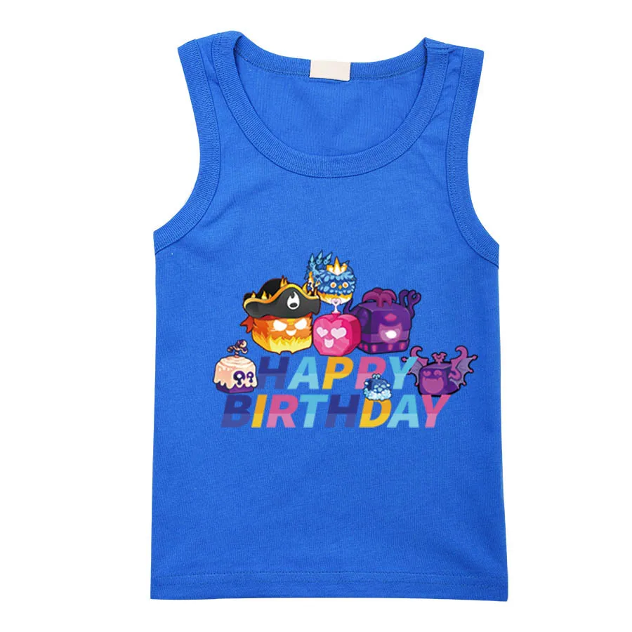 Детская летняя футболка из хлопка и полиэстера с принтом фруктов от игры Blox