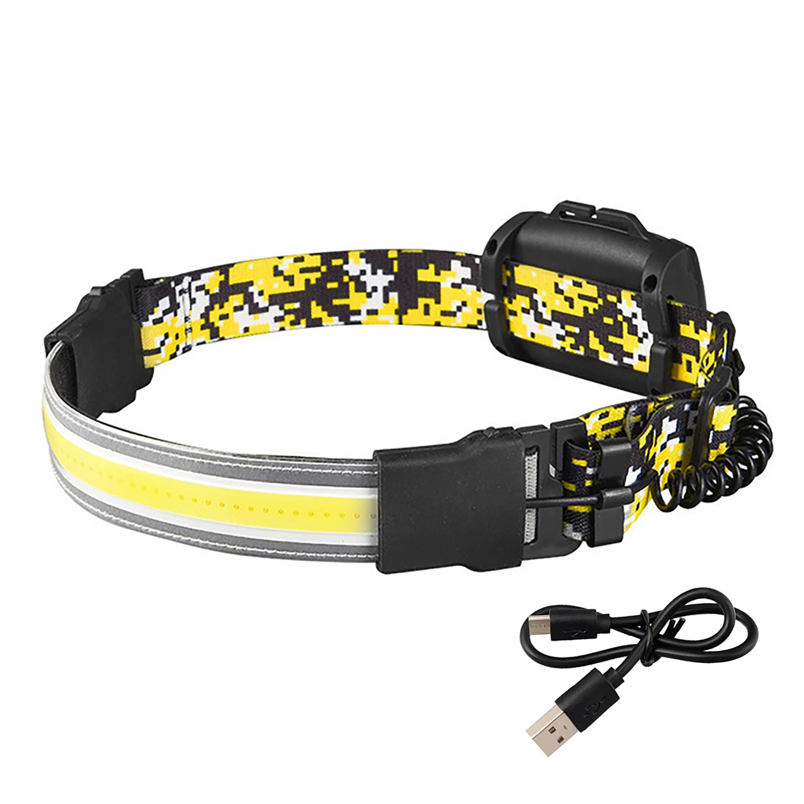 

Flashlight LED Headlamp Wide Angle Camping USB Rechargeable Elastic Headband Fishing Portable Running Hiking IPX5 Waterproof