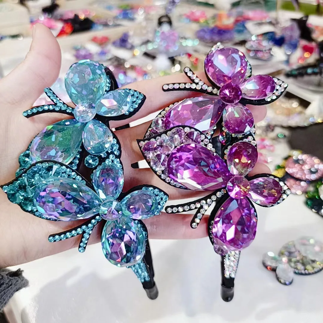 

Новый роскошный ободок для волос с кристаллами и бабочками, Шпилька для волос с алмазами, чешские алмазы, высококачественный оригинальный дизайн