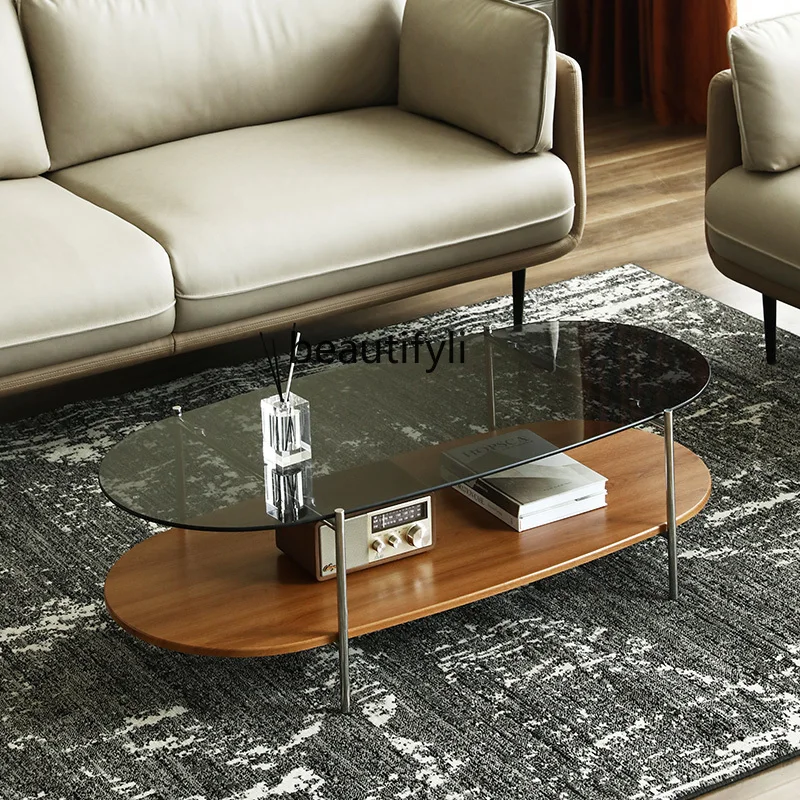 

zq Light Luxury High-End Coffee Table Living Room Home Small Apartment Glass Coffee Table Modern Minimalist Tea Table Tea Table