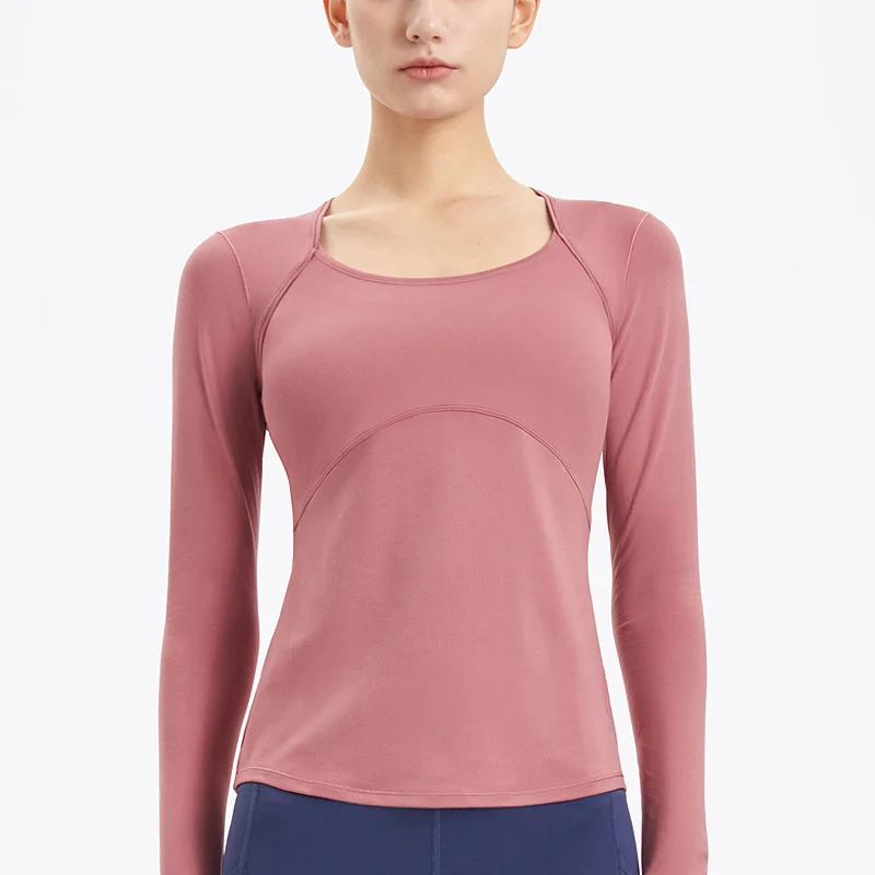 New Women Sports Tops Fitness Yoga Long Sleeve T-shirts Slim Breathable Quick-Drying Clothing Female Workout Running Gym Wear