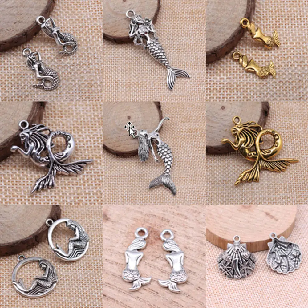 

Mermaid Charms For Jewelry Making DIY Pendants For Gift Bulk