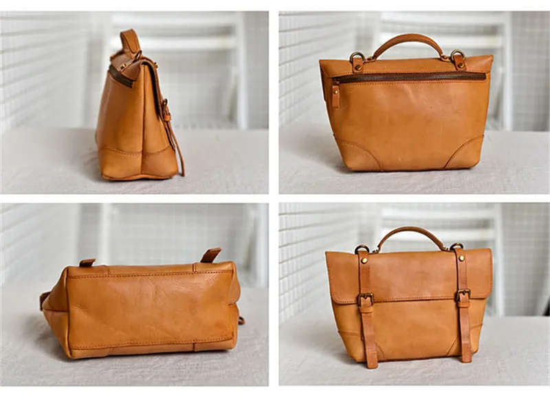 Vintage handmade genuine leather women's small handbag casual luxury natural real cowhide party female shoulder messenger bag