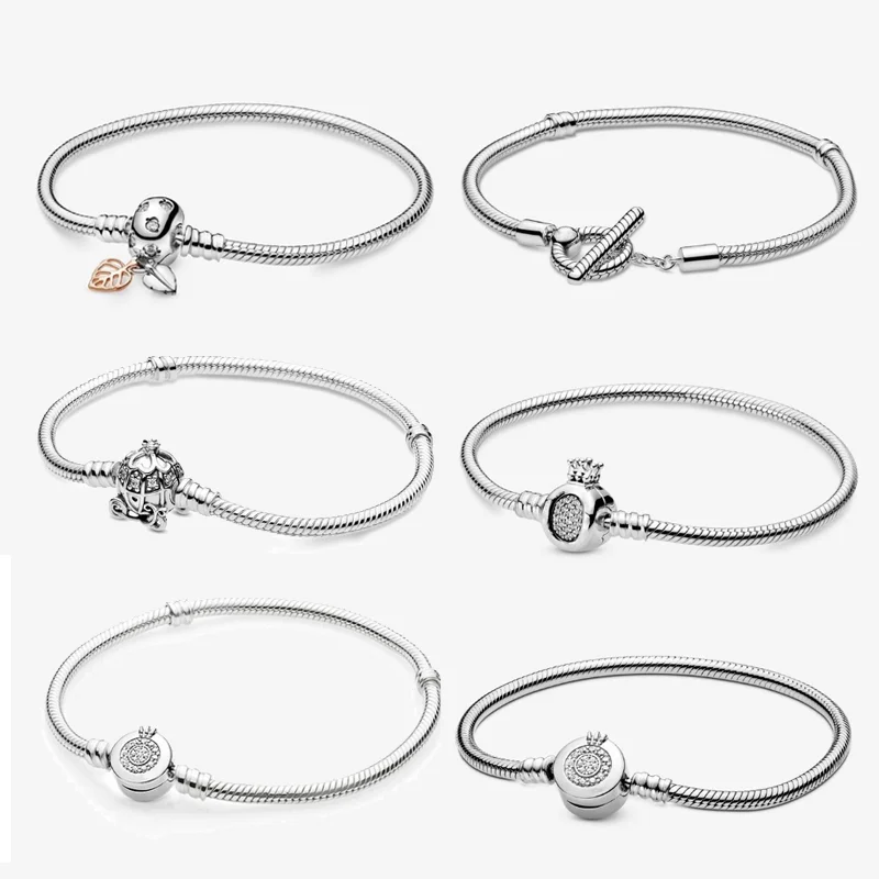 

LoveRight Pumpkin Carriage Pulsera Pan-Style OT Snake Bracelet Man 925 Silver Fit Original Women Charms Beads Jewelry Making