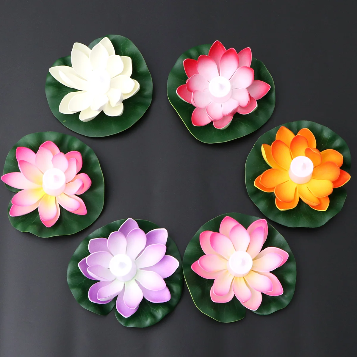 

6 Pcs Lamp Wedding Pool Light Swimming Lights Lotus Out Door Decor Lantern Festival