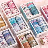 10 rollbox vintage colorful plants flower washi masking tape set scrapbook bullet diary journal sticker adhesive stationery