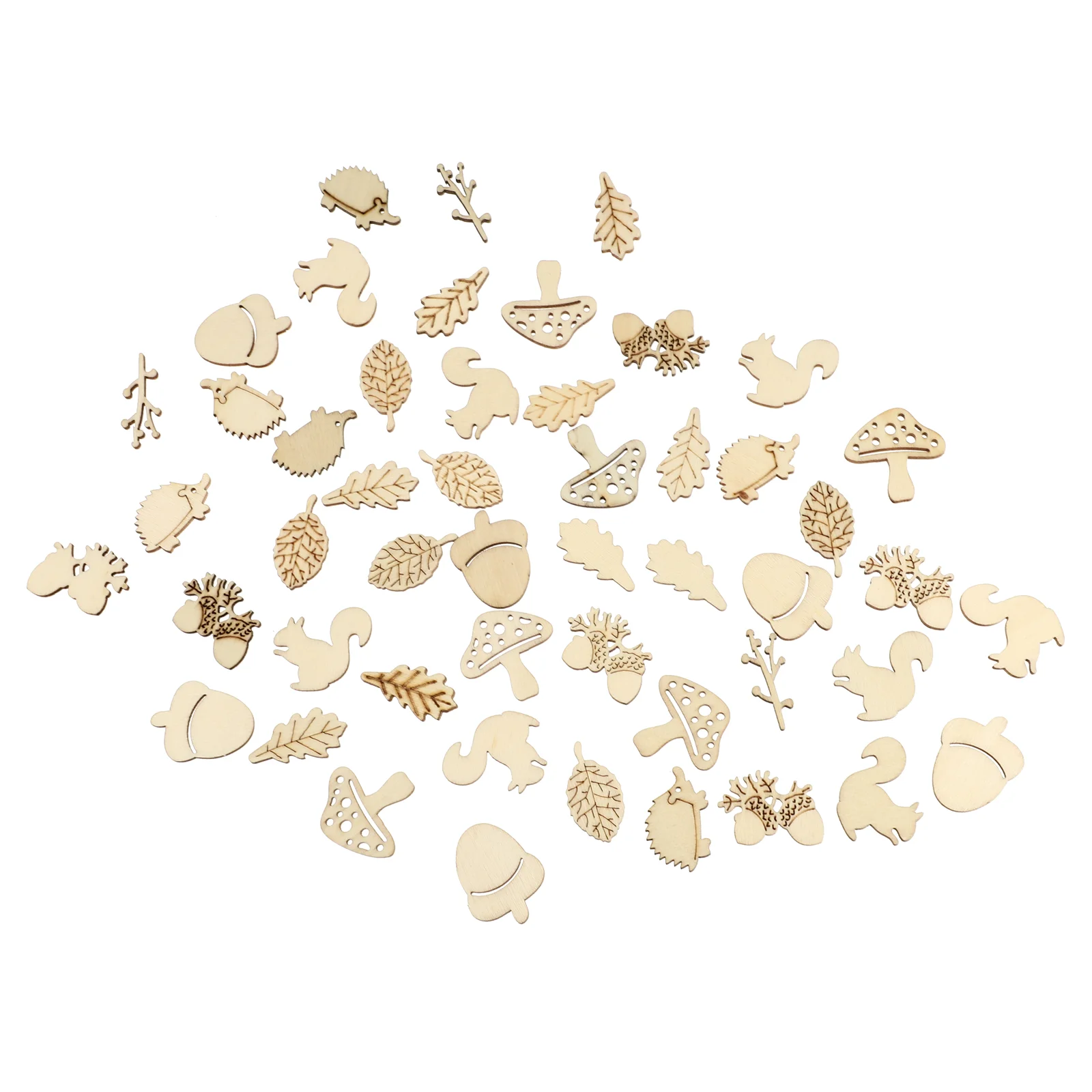 

50pcs Wooden Wood Shapes Wood Leves Craft Wood
