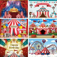 circus stripe tent firework background children birthday party red curtain photography backdrop baby portrait photocall banner