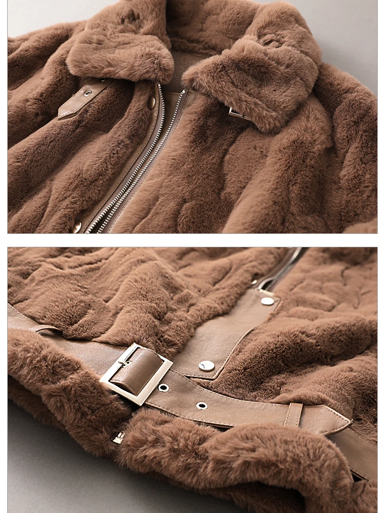 Vimly Double-faced Faux Fur Coat 2022 Fashion Moto Biker Style Ladies Zipper Winter Fur Jacket for Women Female Clothing 50352