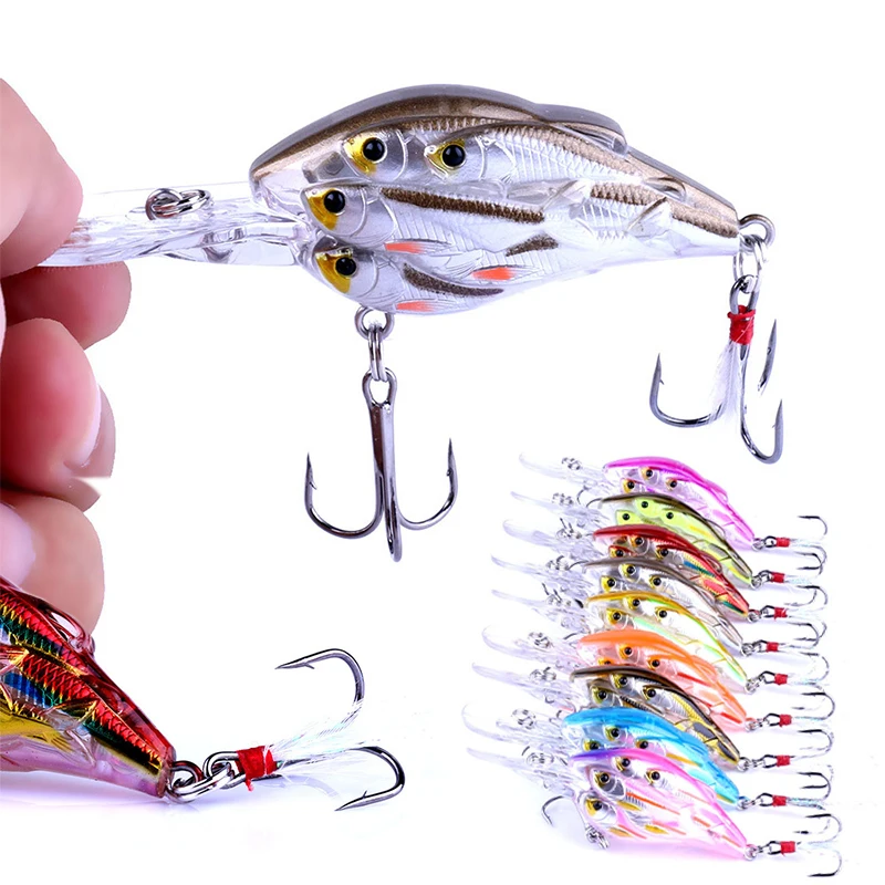 

9PCS/lot Hard Crankbiat Wobblers Fishing Bait 7.5CM 9G 6# Group Fishes Swimbait Minnow Fishing Tackle Pesca Carp Fishing Lures
