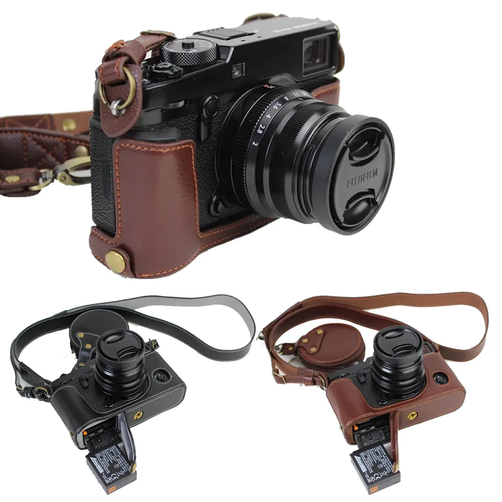 

For Fujifilm X-Pro2 Xpro II X-PRO3 camera Cover shoulder strap and mini case Genuine Leather Case Camera half bag Shell