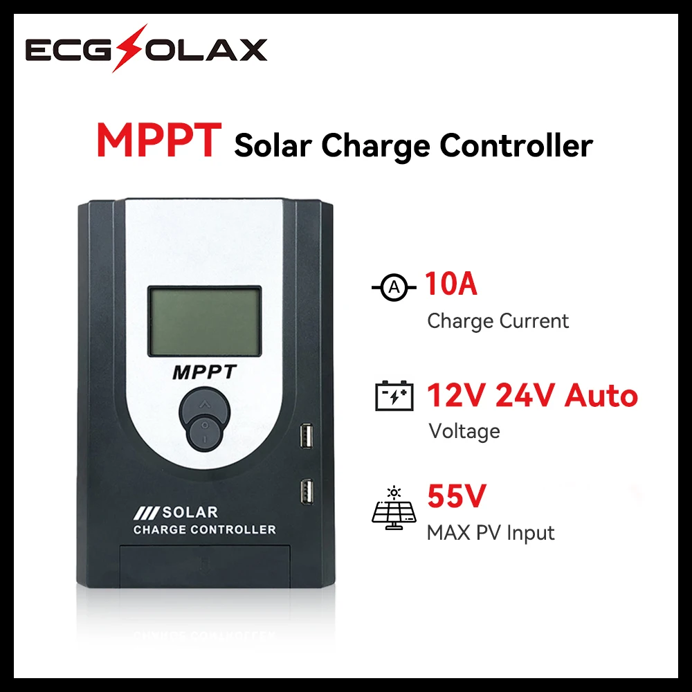 

ESGSOLAX 10A MPPT Солнечный контроллер заряда 12 В 24 В Авто солнечной панели зарядки регулятор Поддержка свинцово-кислотных / литиевых батарей контролер для солнечных