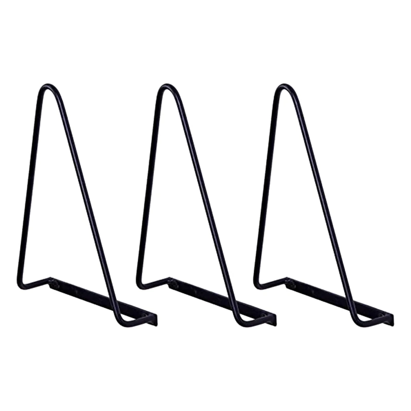 

Set Of 3 Wrought Iron Triangular Wall-Mounted Magazine Holders, Black Vinyl Record Stand
