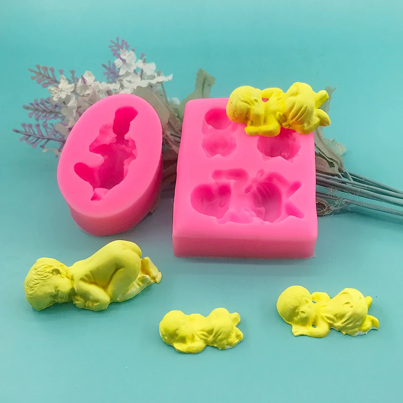

3D stereoscopic sleeping baby placing silicone mold diy hand soap mold dripping mold baking cake mold