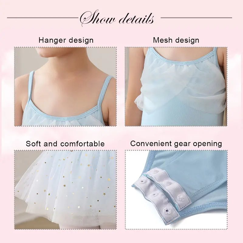 AOQUNFS Girls Ballet Dress Dance  Leotards With Skirt Children Gymnastics Training Camisole Leotards For Kids Dance Costumes